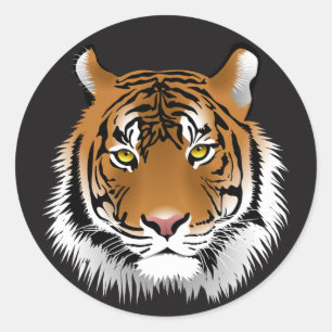 Stickers Tiger Face Illustrant rond brillant