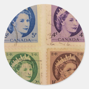 Stickers Timbres Vintages Queen Elizabeth