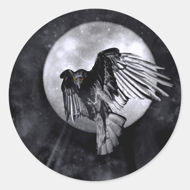 Stickers Totem animal de la lune de corbeau gothiq (Devant)