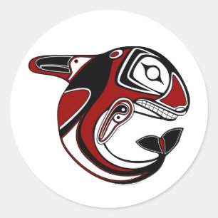 Stickers Totem Baleine Rouge