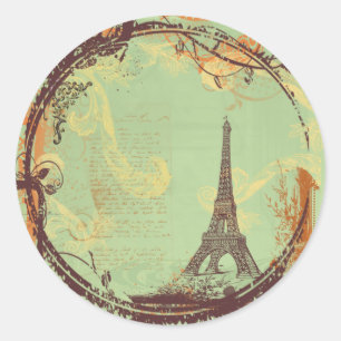 Stickers Tour Eiffel Style Vintage Tags