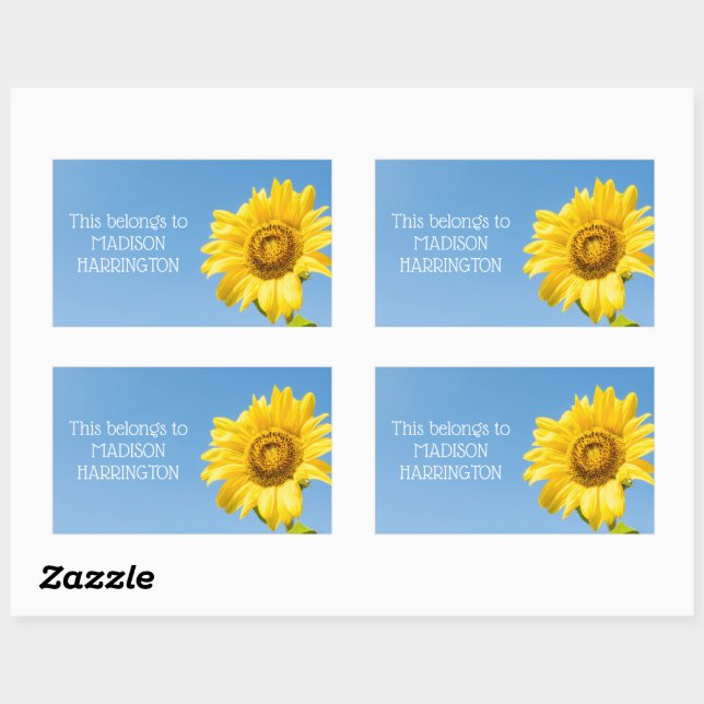stickers Tournesol texte personnalisé (Feuille)