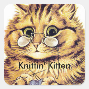 Stickers tricot Chat intitulé KNITTIN' KITTEN