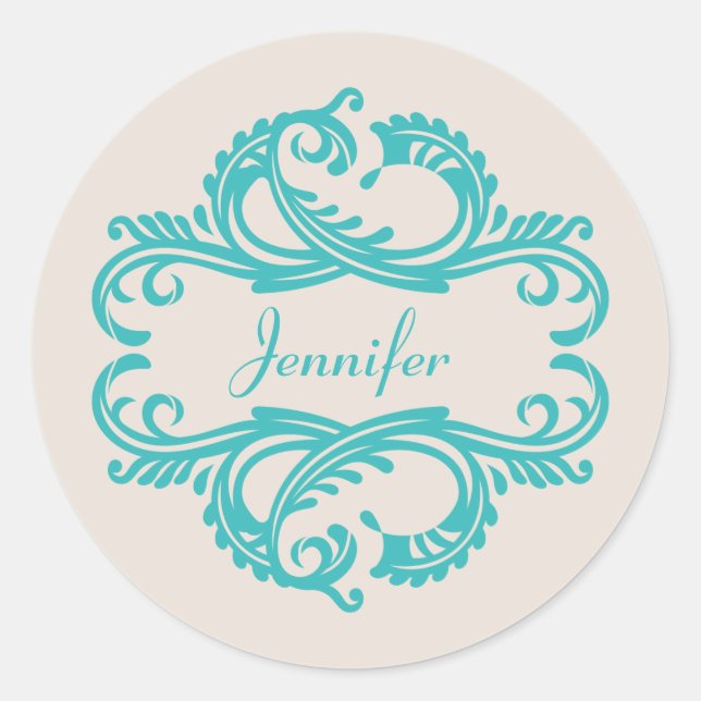 Stickers turquoise Chic Damask (Devant)