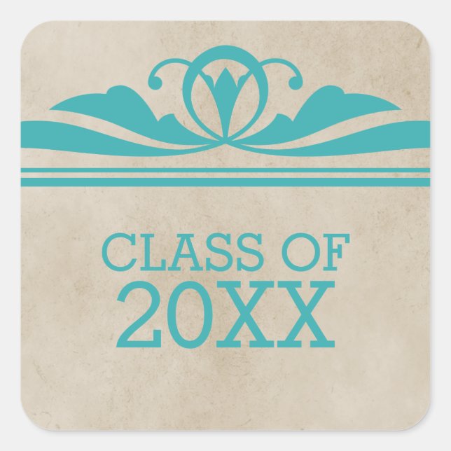 Stickers turquoise Élégant Déco Graduation (Devant)