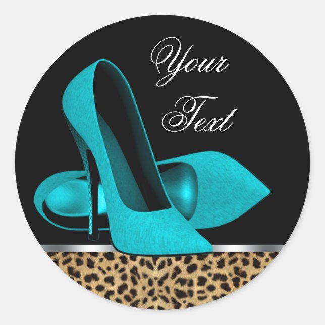 Stickers turquoise Leopard High Heel Chaussures (Devant)