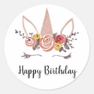 Stickers Unicorn Flower Crown joyeuse fête d'anniv