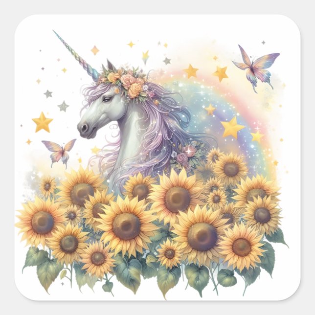 Stickers Unicorne aquarelle (Devant)