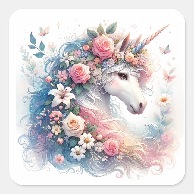 Stickers Unicorne aquarelle (Devant)