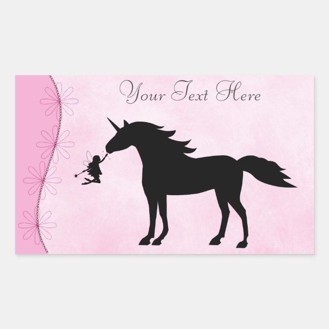 Stickers Unicorne et Silhouette Fée personnalisés (Devant)