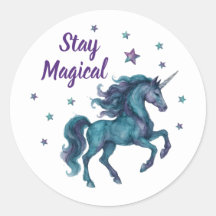 Stickers Unicorne magique turquoise & violet