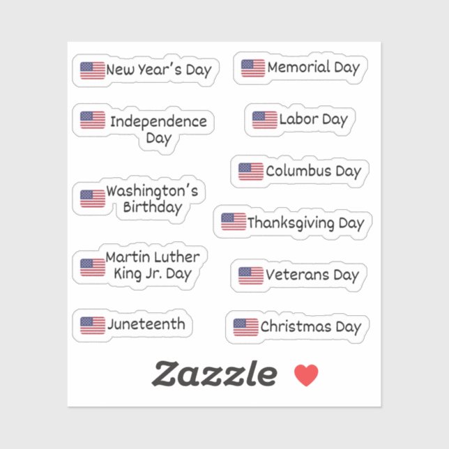 Stickers US Holidays pour Calendrier et Planificat (Feuille)