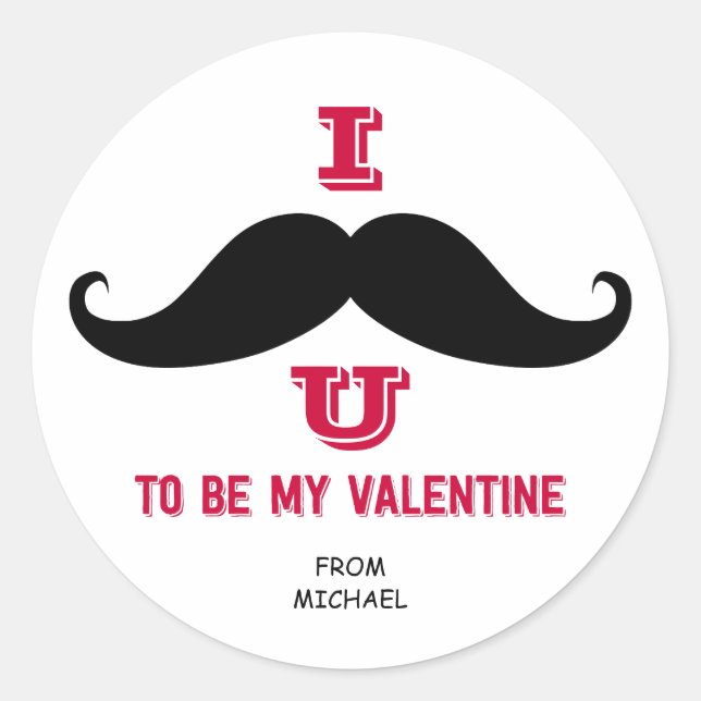 Stickers Valentine de la salle de classe Moustache (Devant)