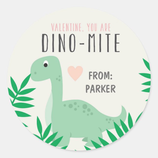 Stickers Valentine Dinosaure en classe (Devant)