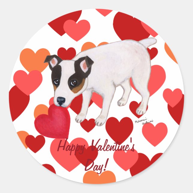 Stickers Valentine Jack Russell Terrier (Devant)