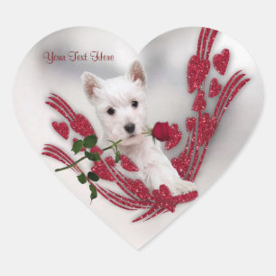 Stickers Valentine personnalisables Westie Puppy