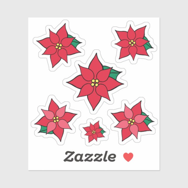 Stickers Variété Poinsettias de Noël (Feuille)