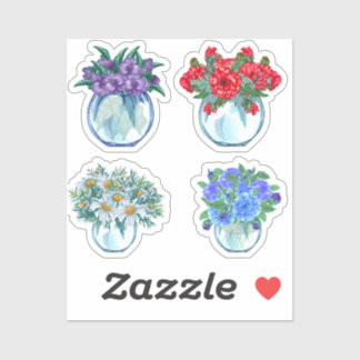 Stickers Vases Verre Floral