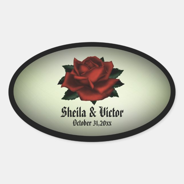 Stickers verts personnels de Mariage gothique Rose (Devant)