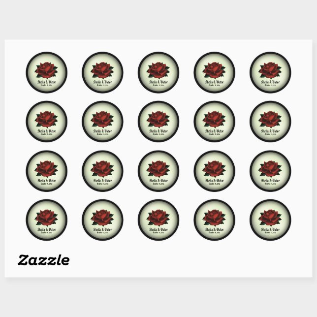 Stickers verts personnels de Mariage gothique Rose (Feuille)