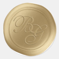 Stickers Vieux or Script Double Monogramme Cire Sc