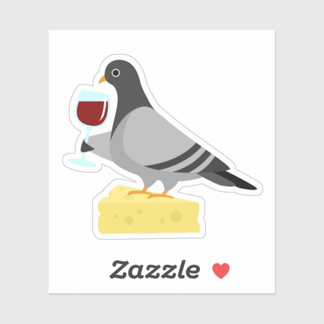 Stickers Vin Vinyle Pigeon Boire (Feuille)
