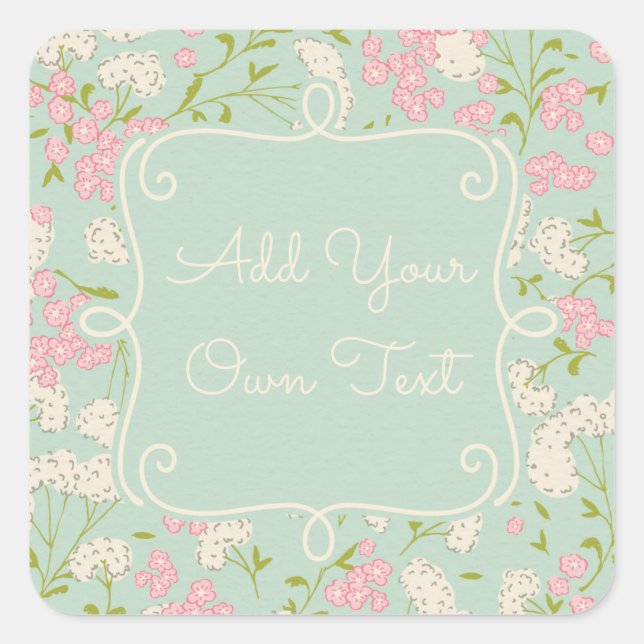 Stickers Vintage à la menthe et rose (Devant)