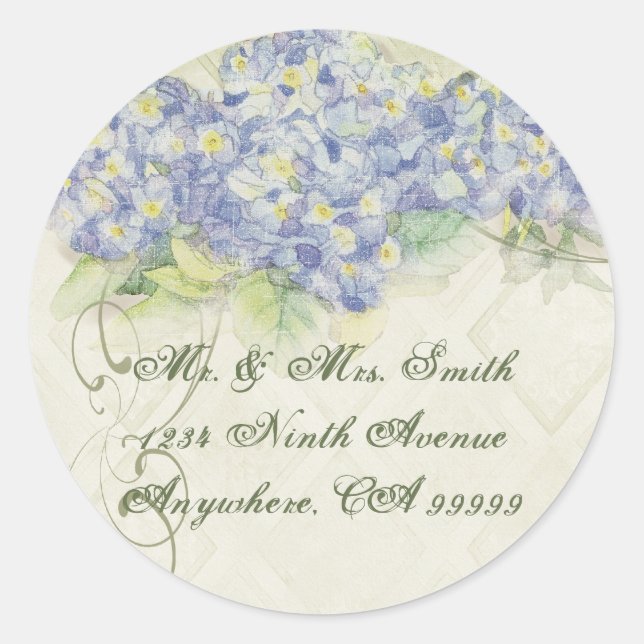 Stickers vintage Blue Hydrangea - Sceau Mariage (Devant)
