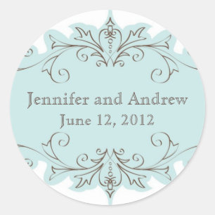 Stickers vintage Blue Swirls Wedding Favor