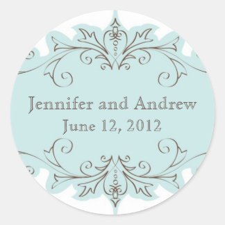 Stickers vintage Blue Swirls Wedding Favor