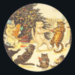 Stickers Vintage Christmas Cat, Louis Wain<br><div class="desc">Stickers Vintage Noël Chat, Louis Wain - Un tas de chats qui ont une fête de Noël amusante! Cliquez sur PERSONNALISER pour ajouter du texte. Louis Wain était célèbre à la fin des années 1800 pour avoir représenté des chats comme des humains dans des scènes colorées comme celle-ci. Voir la...</div>