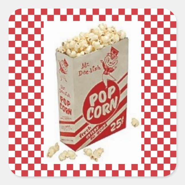 Stickers vintage Cinquante-Pop Corn Rouge Check (Devant)
