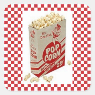 Stickers vintage Cinquante-Pop Corn Rouge Check