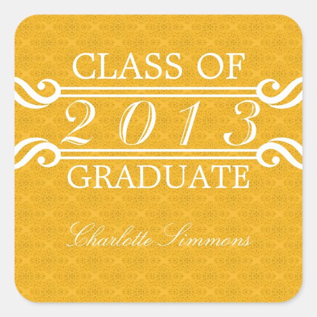 Stickers Vintage jaune Damask 2013 Graduation (Devant)
