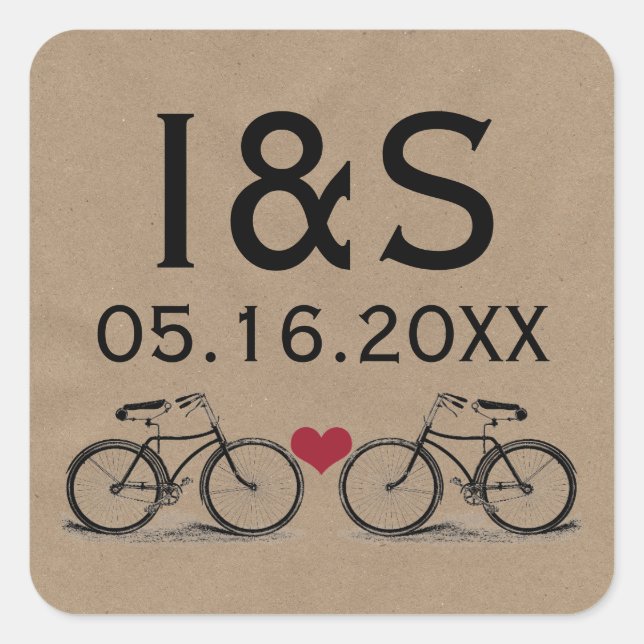Stickers vintage Mariage à vélo Favoriser (Devant)