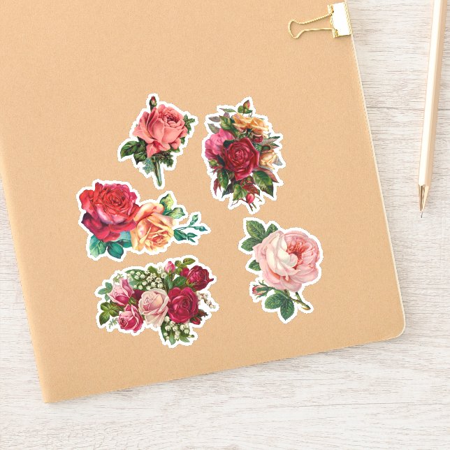 Stickers vintage Rose de fleurs (Carnet)