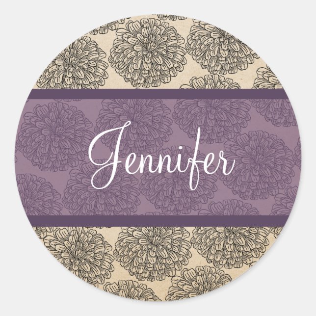 Stickers Vintage violet Zinnia (Devant)