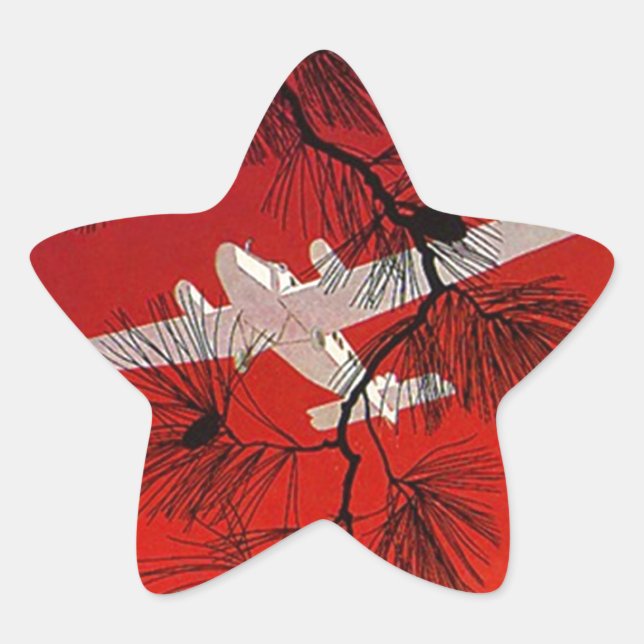 Stickers Vintage voyage Avion Avion Prop FW Rouge (Devant)