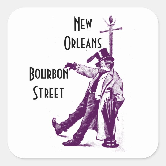 Stickers Vintage voyage Bourbon Street Nouvelle-Or (Devant)