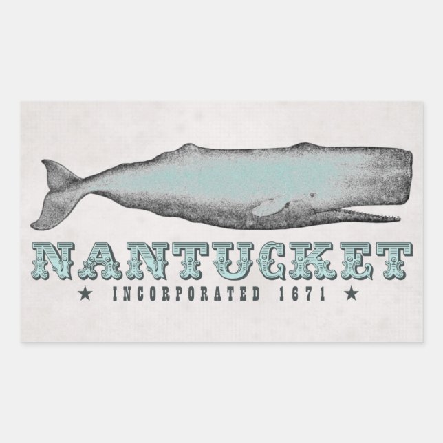 Stickers vintage Whale Nantucket MA Inc 1671 (Devant)