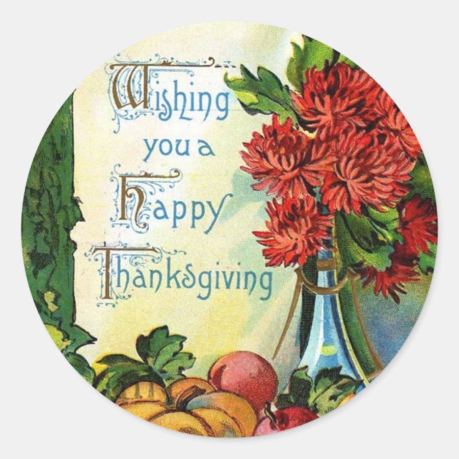 Stickers vintage Wishing You a Bon thanksgiving (Devant)
