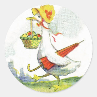 Stickers vintages habillés de canard de Pâques