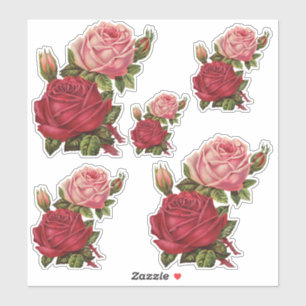 Stickers vintages Rose Fleurs Vinyl Contour