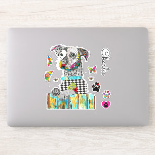 Stickers Vinyl Chien de race mignonne et colorée