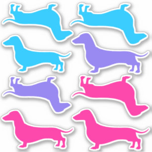 Stickers Vinyl Coupe - Dachshunds multicolores