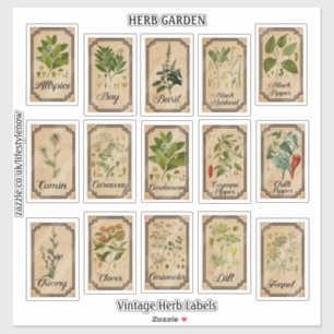 Stickers Vinyl Coupe - Étiquettes Herbes Vintages