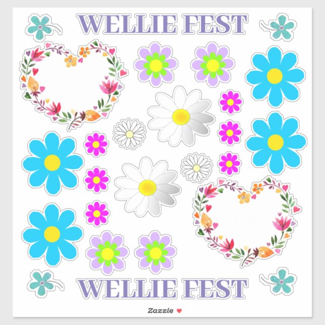 Stickers Vinyl Coupe - Fleurs Wellie Fest (Feuille)