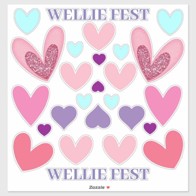 Stickers Vinyl Coupe - Wellie Coeurs Fest (Feuille)