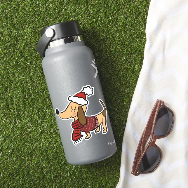Stickers Vinyl Dachshund d'hiver (HydroFlask Insitu)