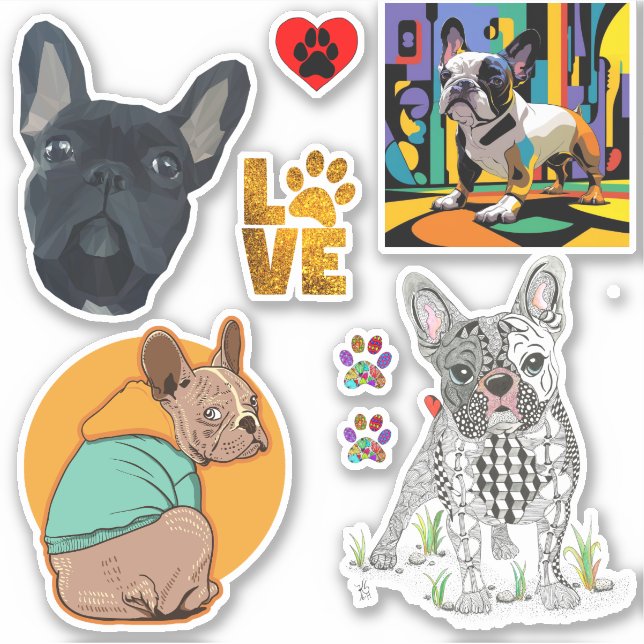 Stickers Vinyl Empreinte de patte de Bulldog Franç (Devant)